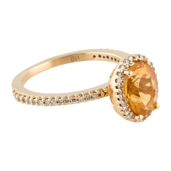 EFFY 14K Gold Citrine & Diamond Cocktail Ring, Size 6. - Picture 6 of 9